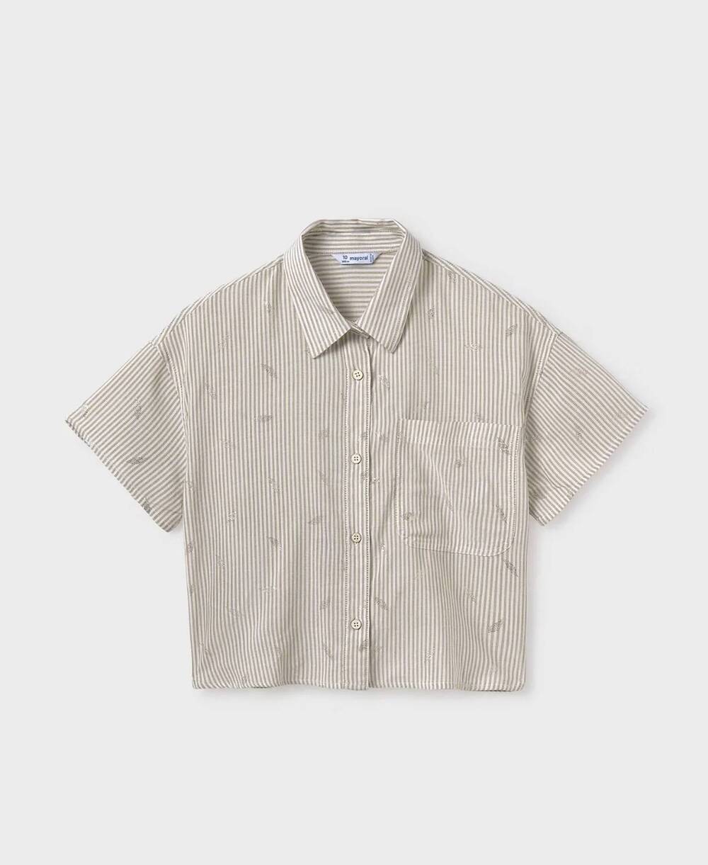 NEW MAYORAL kids' striped blouse with top set in taupe